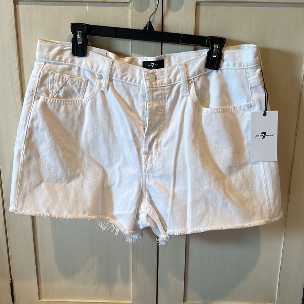 NWT 7 FAM high waist Monroe white shorts cut off denim - Picture 7 of 15